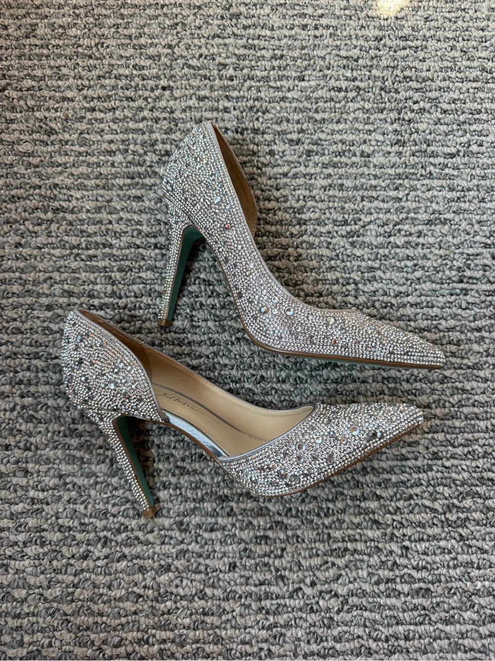 Betsey Johnson Hazil Silver Satin D'Orsay Pumps